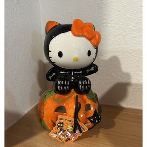 Blue Sky Clayworks Hello Kitty Skeleton Halloween Tea Light Pumpkin
